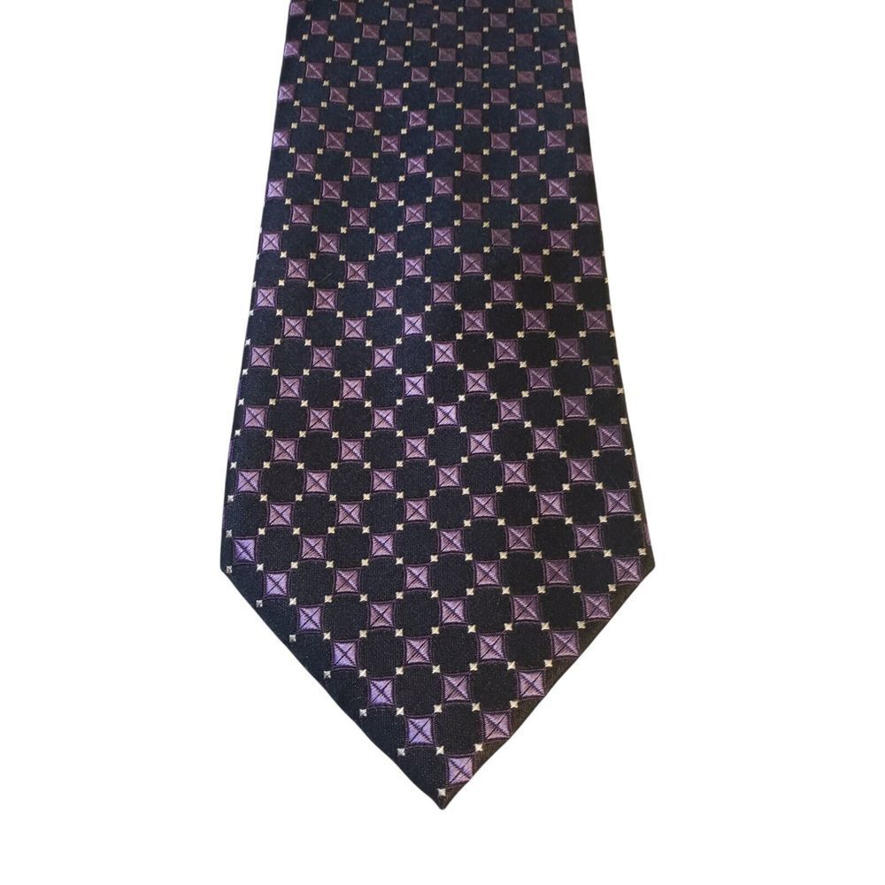 NWOT‎ Sean John Mens Tie Designer Luxury Black Purple Geometric Businesscore